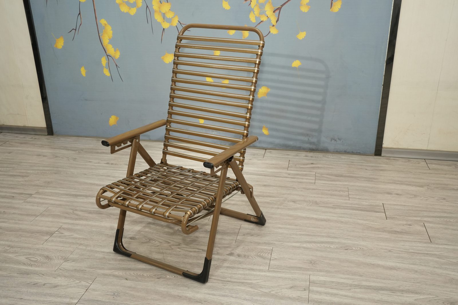 Champagne gold steel folding reclining lounge chair